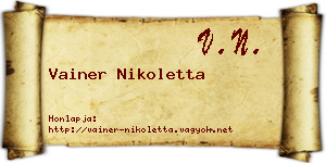 Vainer Nikoletta névjegykártya